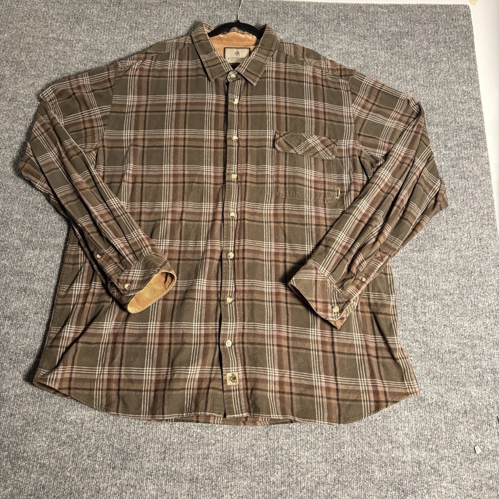 Legendary Whitetails Flannel Shirt Button Down Mens‎ 3XT Brown Plaid Buck Camp